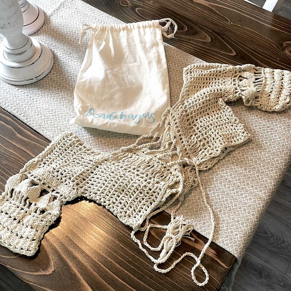 Andi Bagus tan crochet top. Brand new!